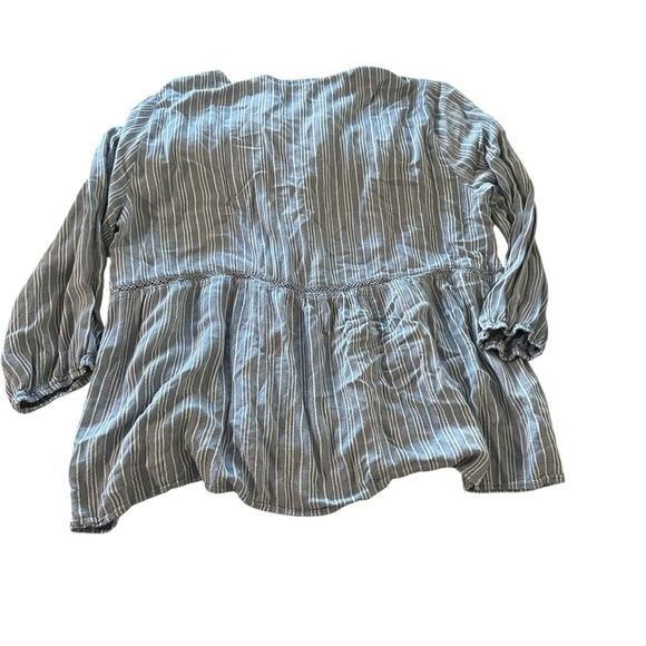 Fever Blue Pleated Mandarin Collar Blouse - Picture 2 of 7